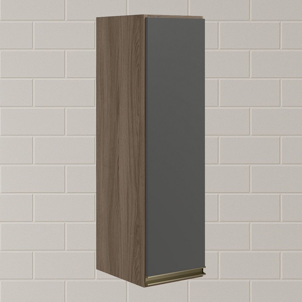 Armario Aereo 1 Porta MDF 25 cm Kali 12200 Carvalho Toq Chumbo Nicioli