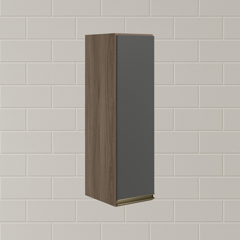 Armario Aereo 1 Porta MDF 25 cm Kali 12200 Carvalho Toq Chumbo Nicioli