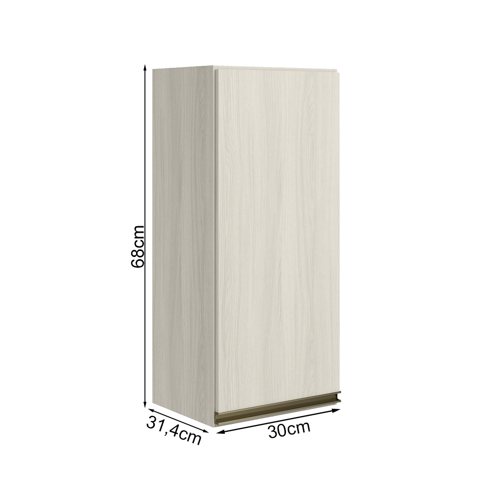 Armario Aereo 1 Porta MDF 30 cm Kali 12201 Bianco Toq Bianco Toq Nicioli
