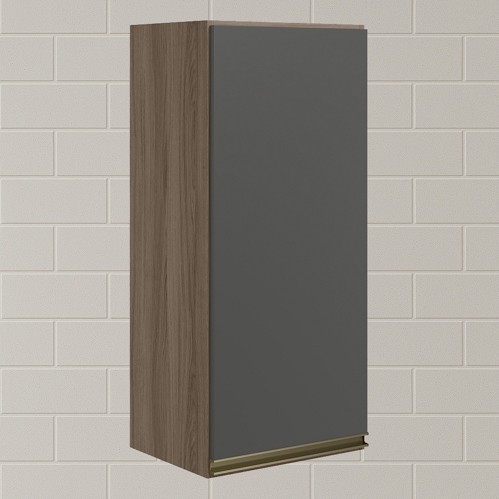 Armario Aereo 1 Porta MDF 30 cm Kali 12201 Carvalho Toq Chumbo Nicioli