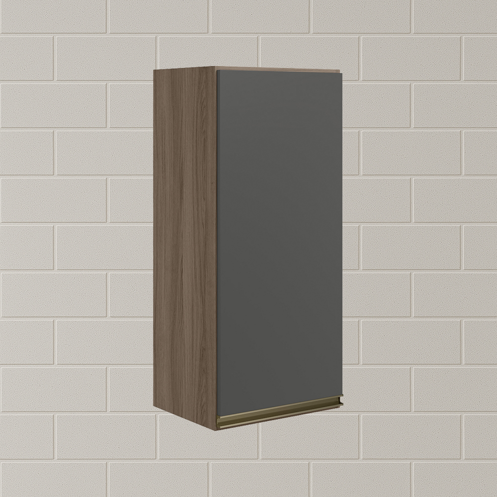 Armario Aereo 1 Porta MDF 30 cm Kali 12201 Carvalho Toq Chumbo Nicioli