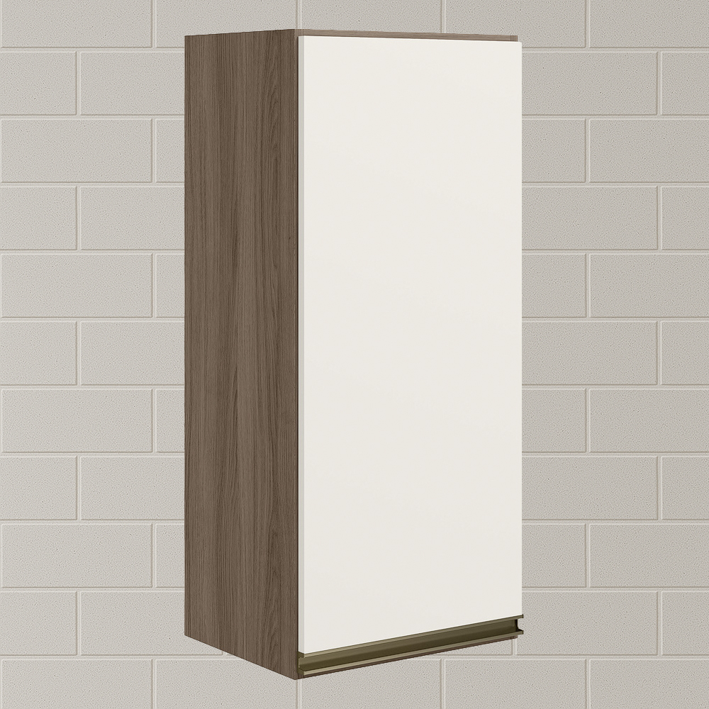 Armario Aereo 1 Porta MDF 30 cm Kali 12201 Carvalho Toq Off White Cetim Nicioli
