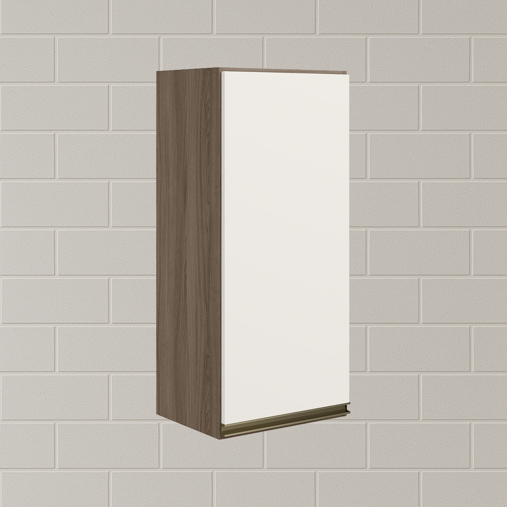 Armario Aereo 1 Porta MDF 30 cm Kali 12201 Carvalho Toq Off White Cetim Nicioli