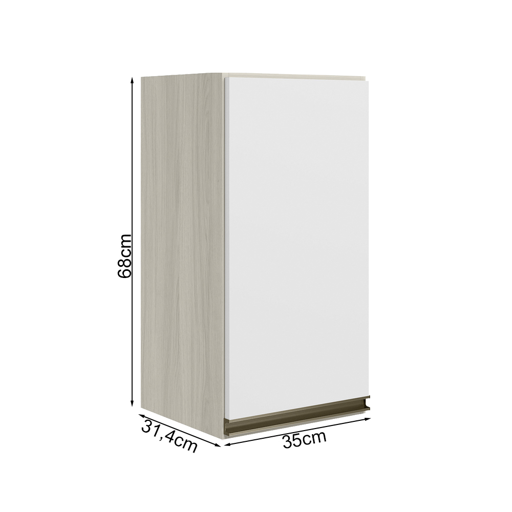 Armario Aereo 1 Porta MDF 35 cm Kali 16089 Bianco Toq Branco Uv Nicioli