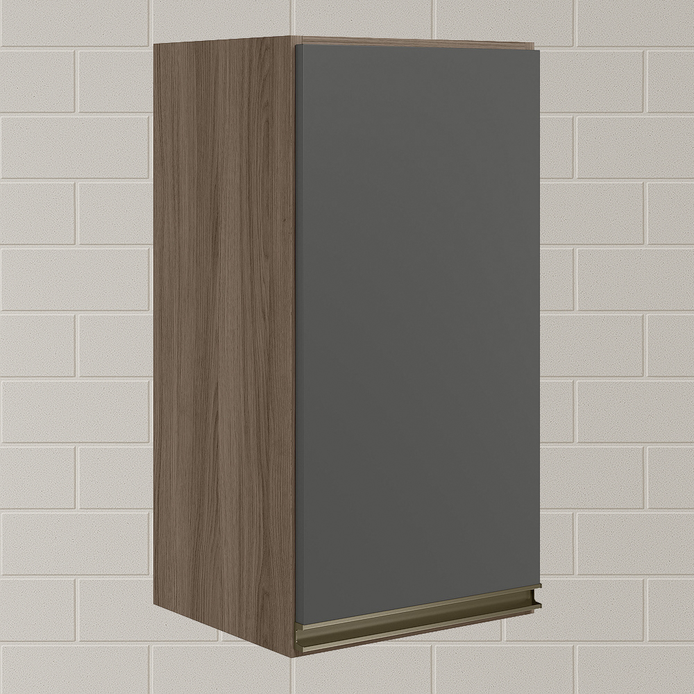 Armario Aereo 1 Porta MDF 35 cm Kali 16089 Carvalho Toq Chumbo Nicioli