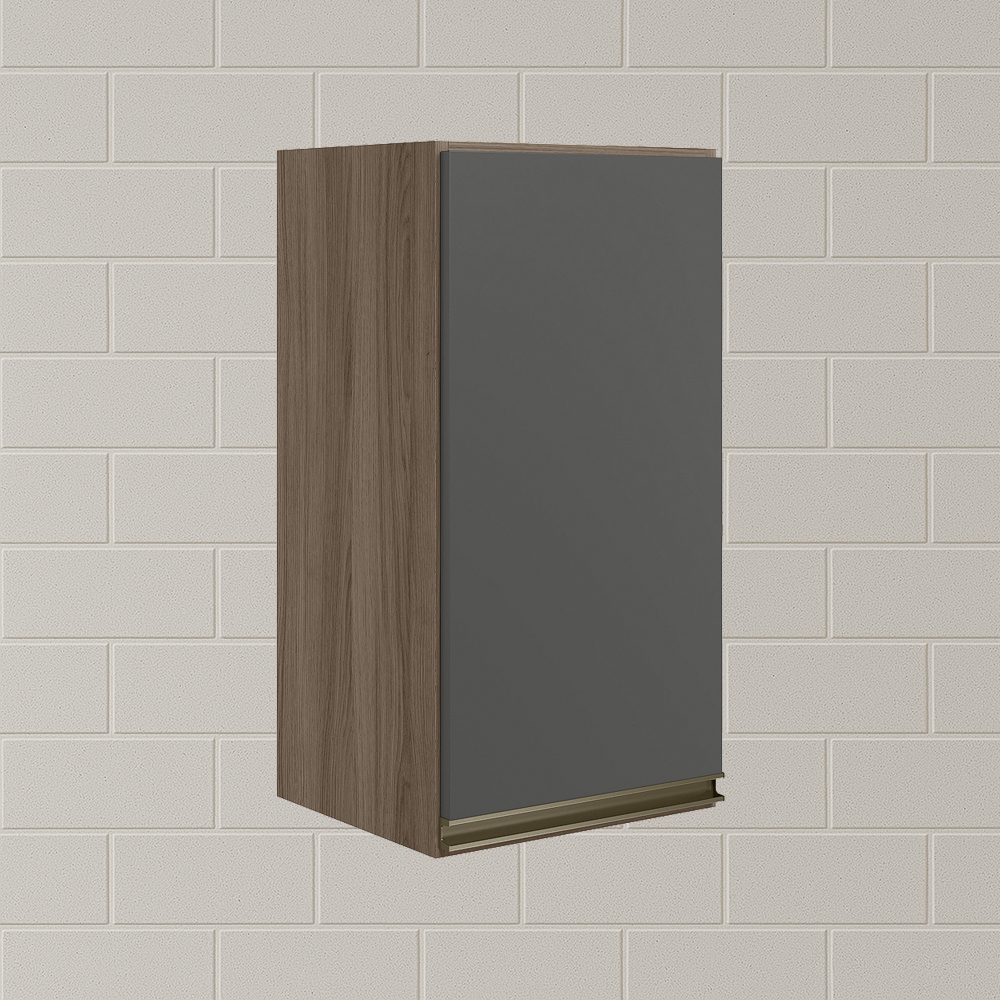 Armario Aereo 1 Porta MDF 35 cm Kali 16089 Carvalho Toq Chumbo Nicioli
