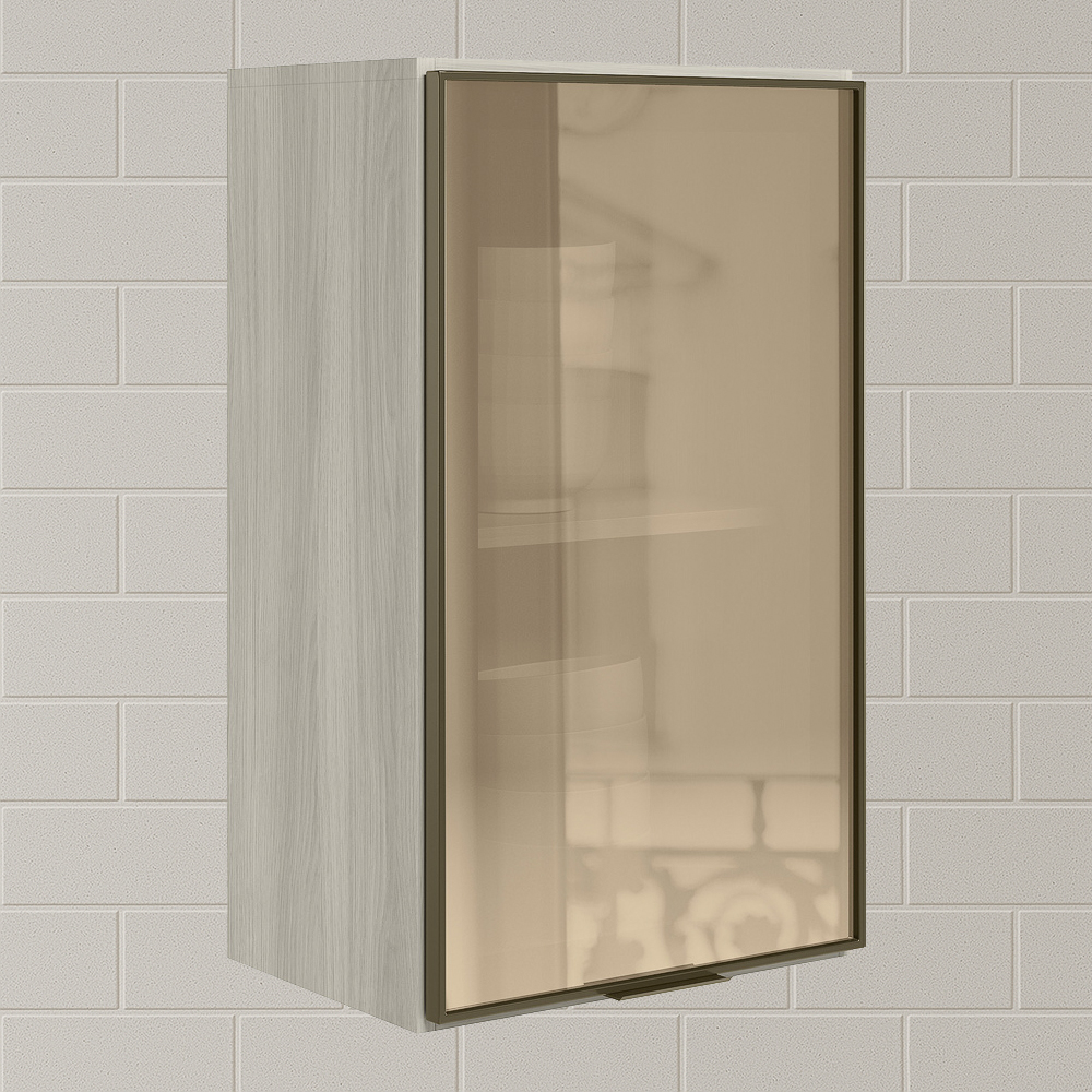 Armario Aereo 1 Porta Vidro MDF 40 cm Kali 1220261 Bianco Toq Nicioli