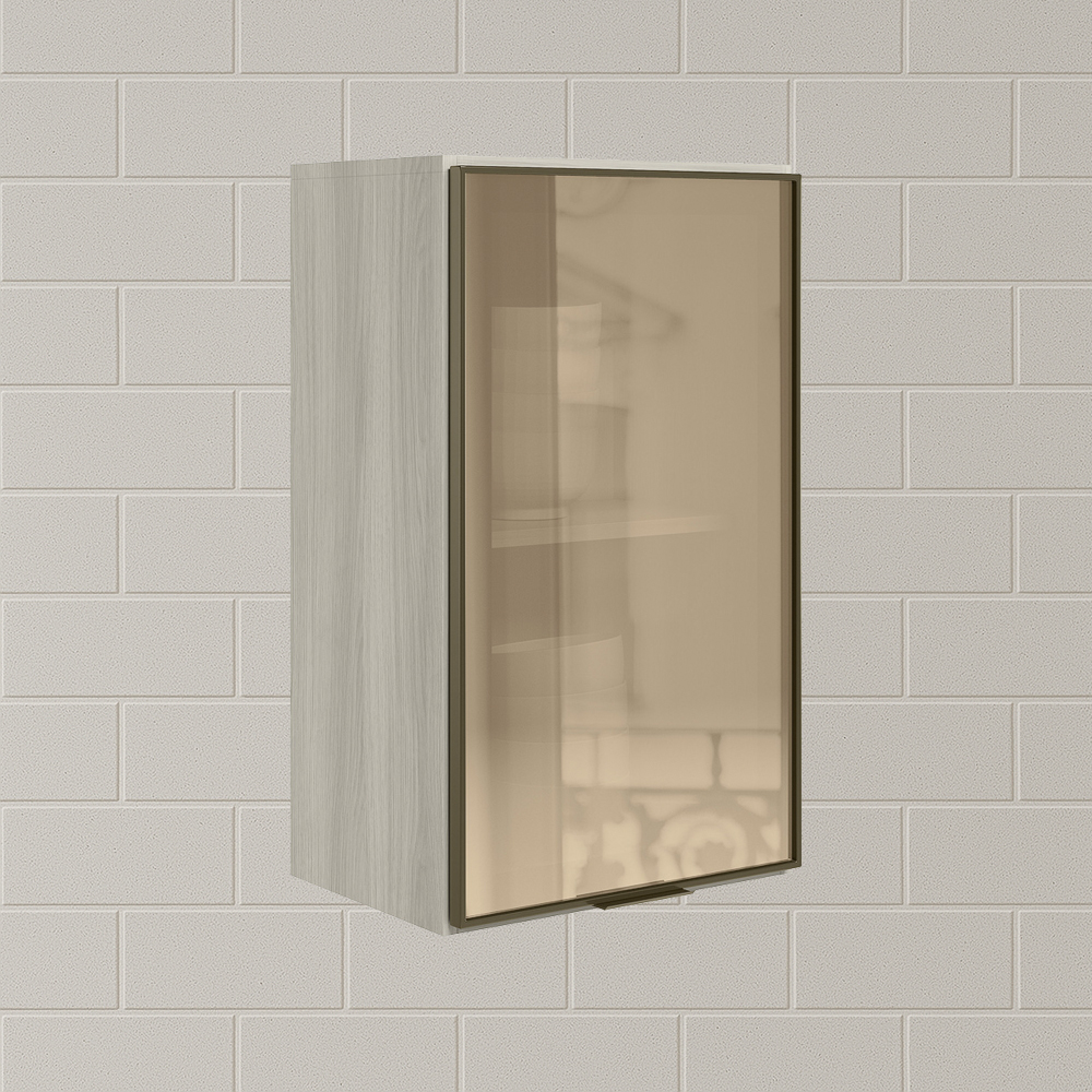 Armario Aereo 1 Porta Vidro MDF 40 cm Kali 1220261 Bianco Toq Nicioli
