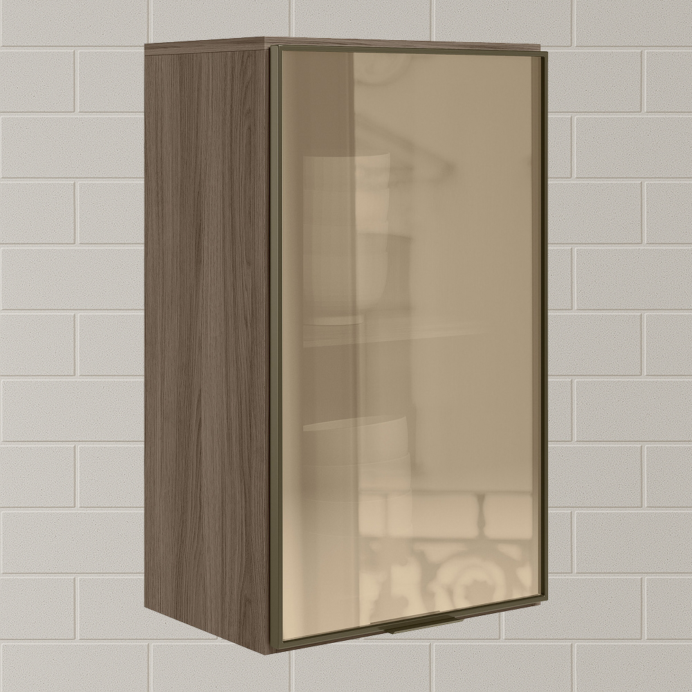Armario Aereo 1 Porta Vidro MDF 40 cm Kali 1220261 Carvalho Toq Nicioli