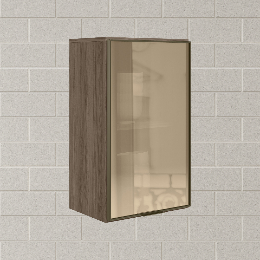 Armario Aereo 1 Porta Vidro MDF 40 cm Kali 1220261 Carvalho Toq Nicioli