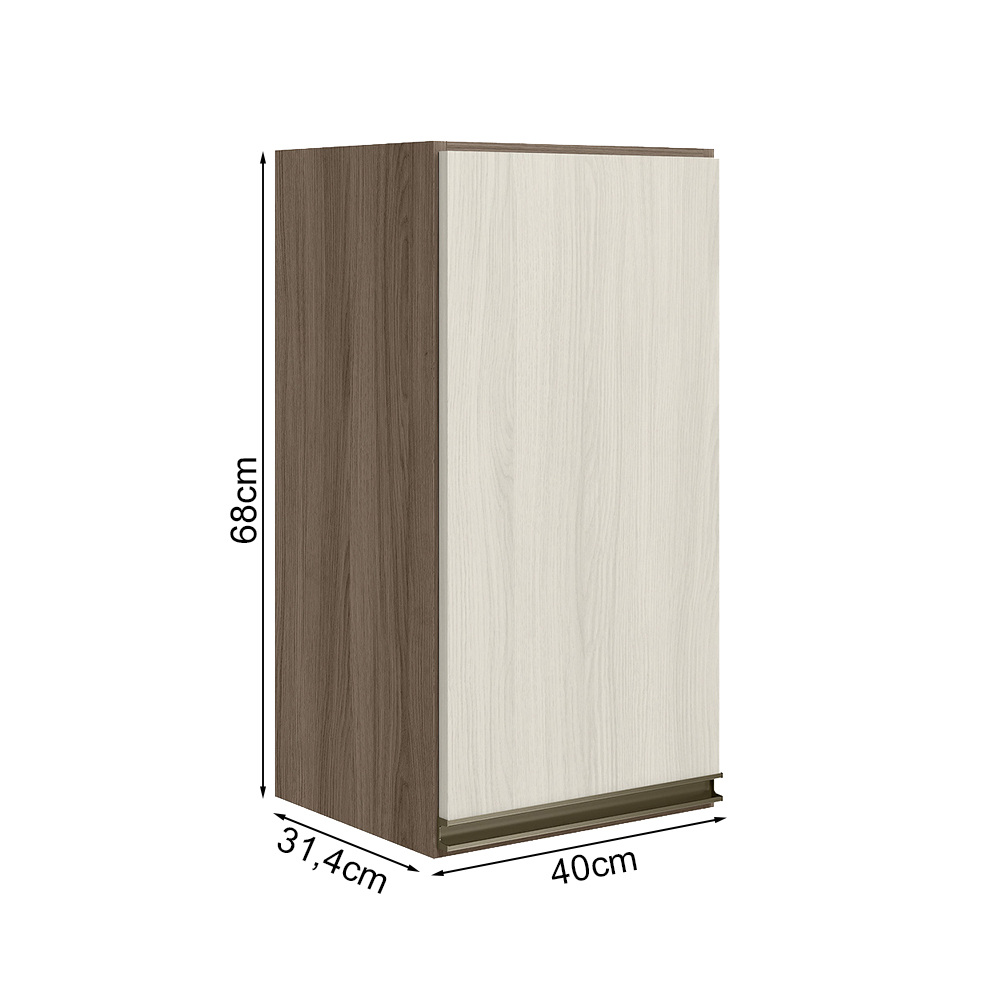 Armario Aereo 1P MDF 40 cm Kali 12202 Carvalho Toq Bianco Toq Nicioli