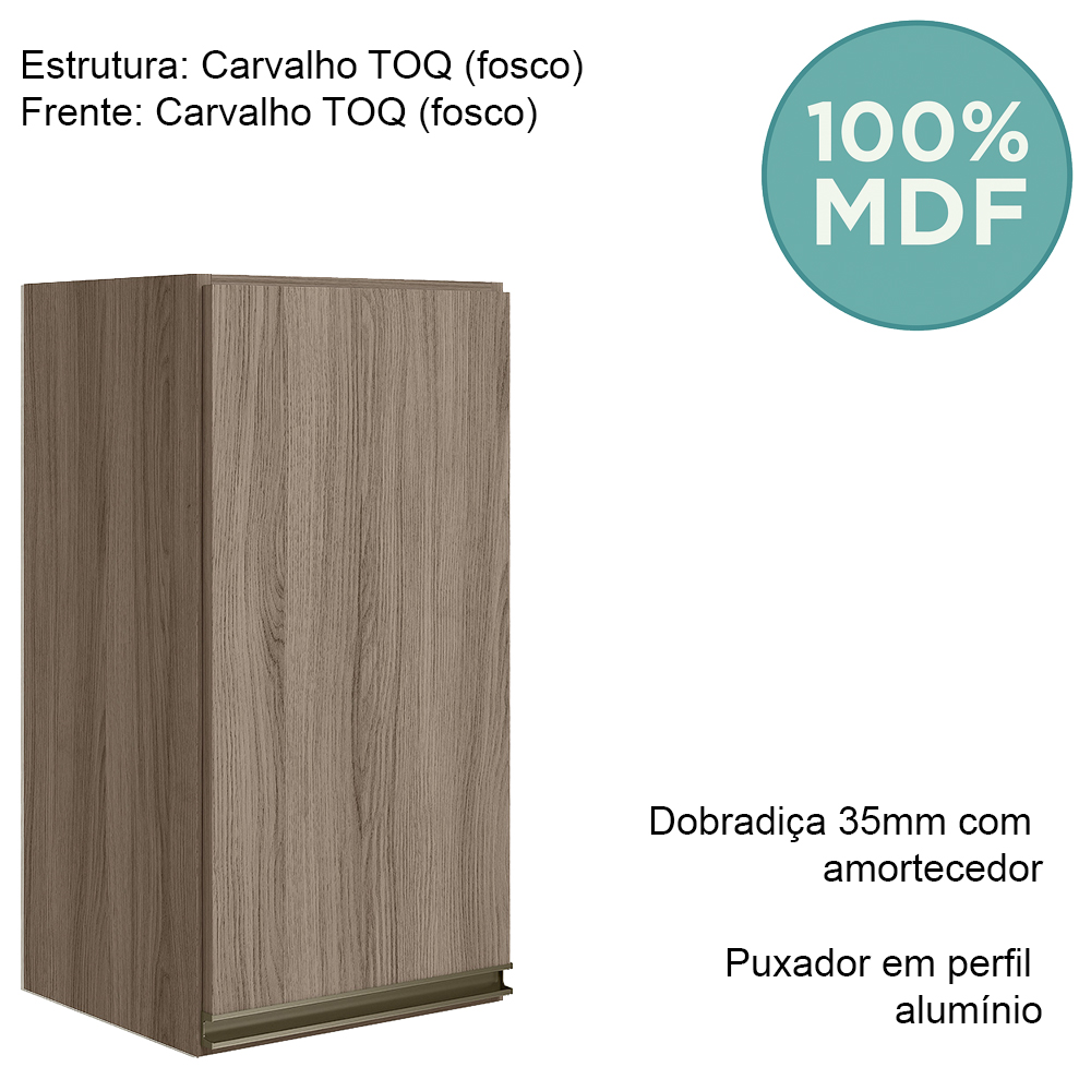Armario Aereo 1P MDF 40 cm Kali 12202 Carvalho Toq Carvalho Toq Nicioli