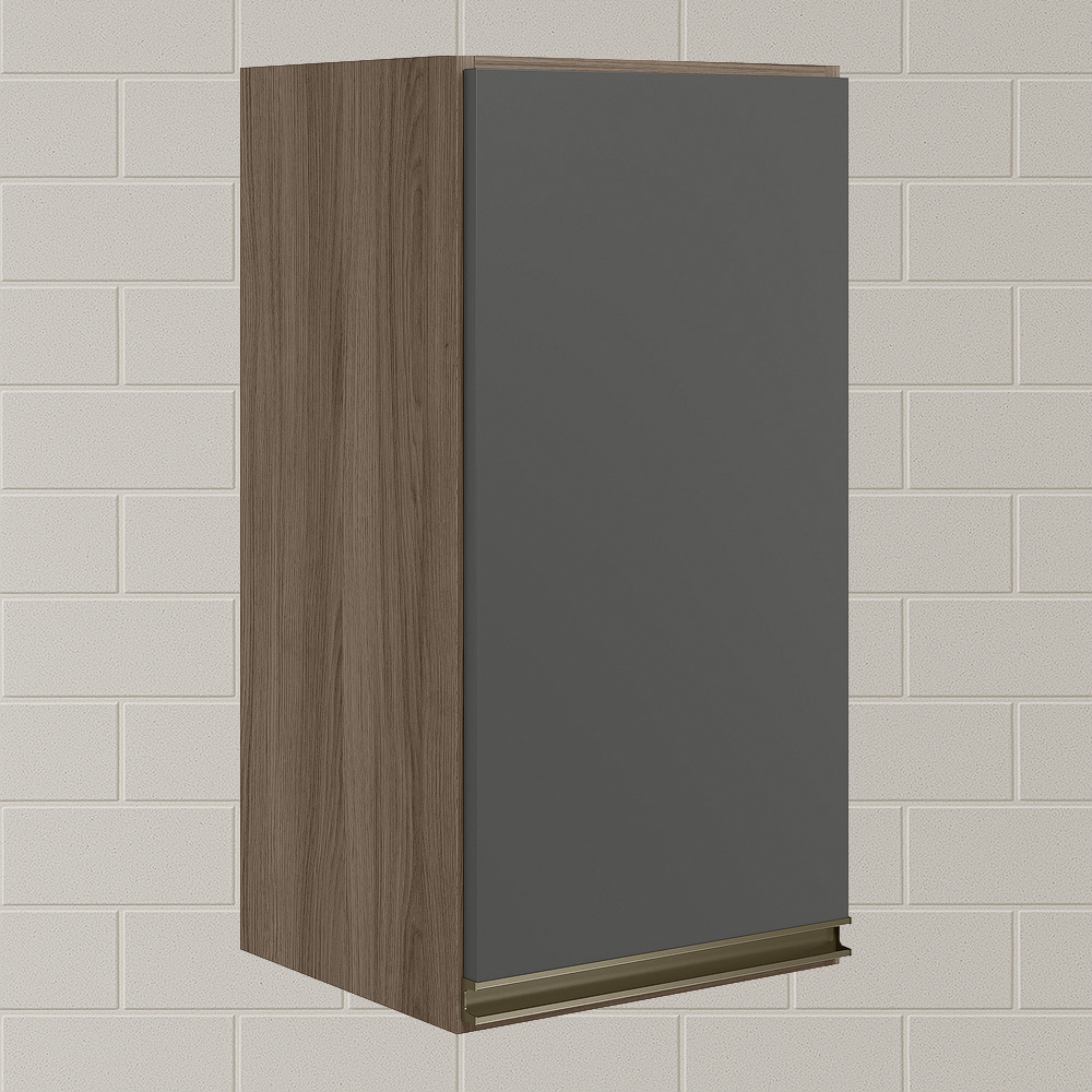Armario Aereo 1P MDF 40 cm Kali 12202 Carvalho Toq Chumbo Nicioli