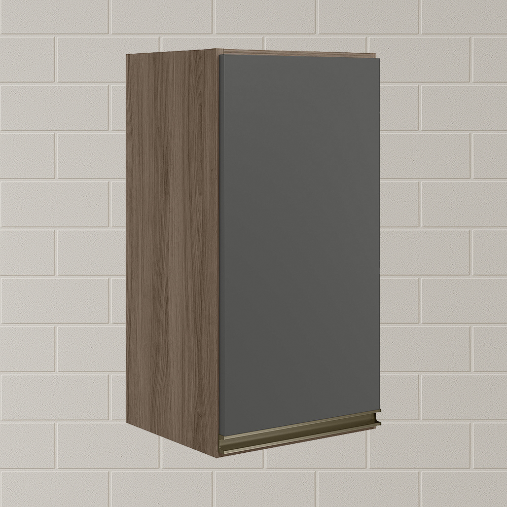 Armario Aereo 1P MDF 40 cm Kali 12202 Carvalho Toq Chumbo Nicioli