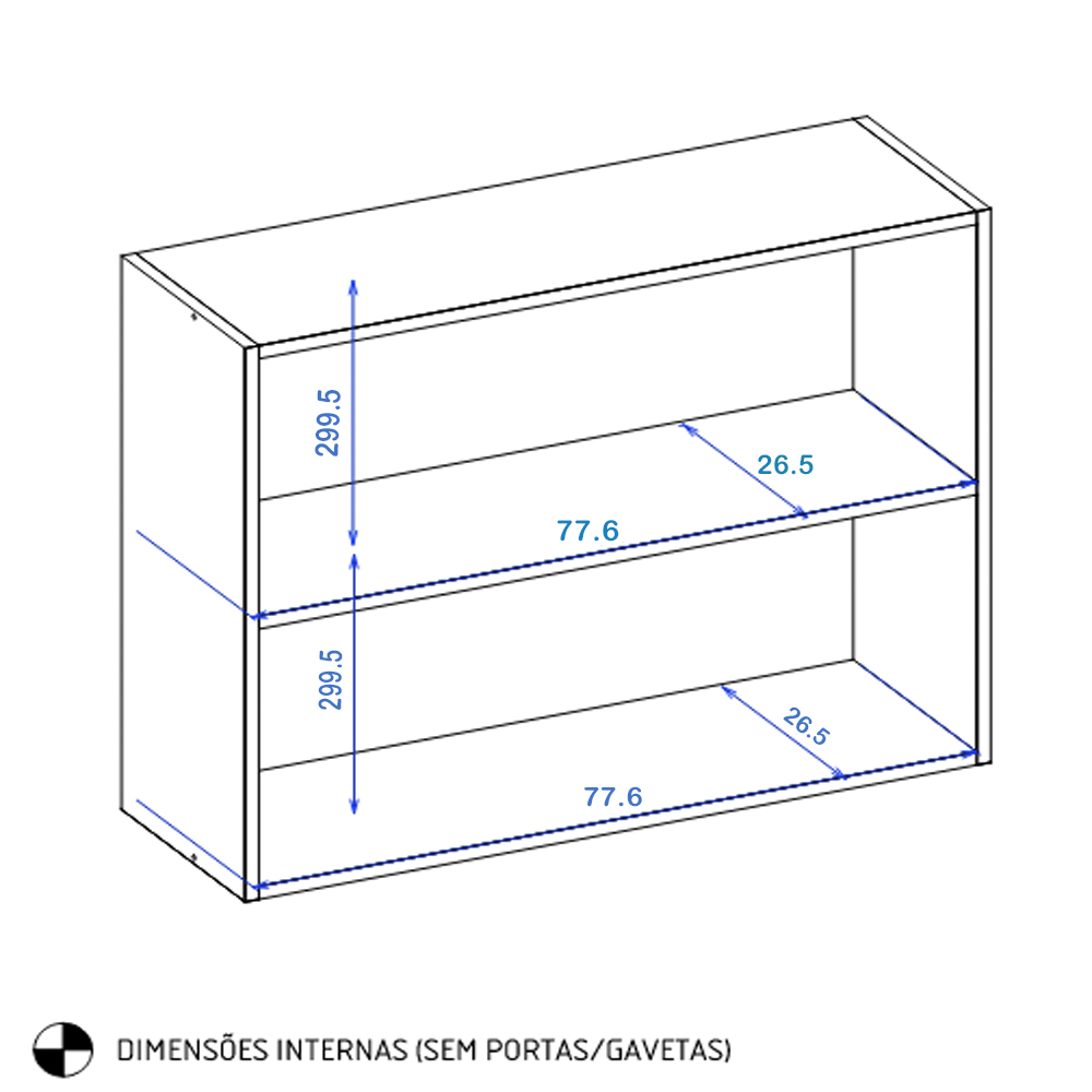 Armario Aereo 2 PT 80 cm 16980 Freijo Off White Cristal Nicioli