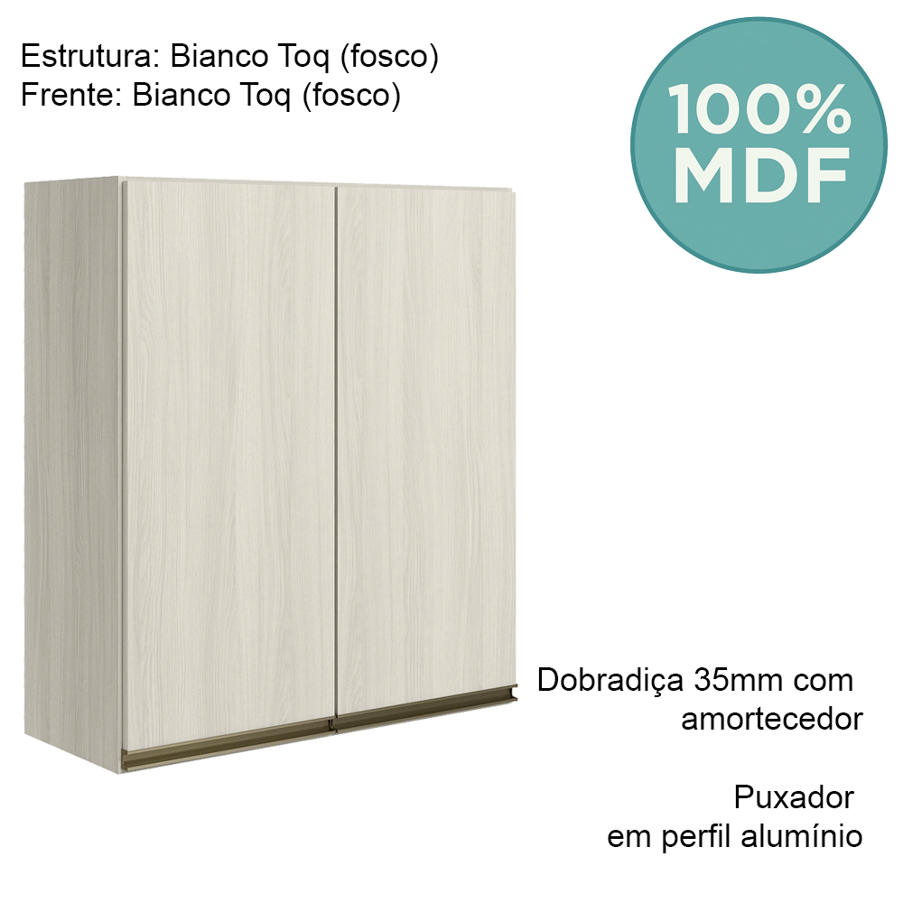 Armario Aereo 2 Portas MDF 60 cm Kali 12205 Bianco Toq Bianco Toq Nicioli