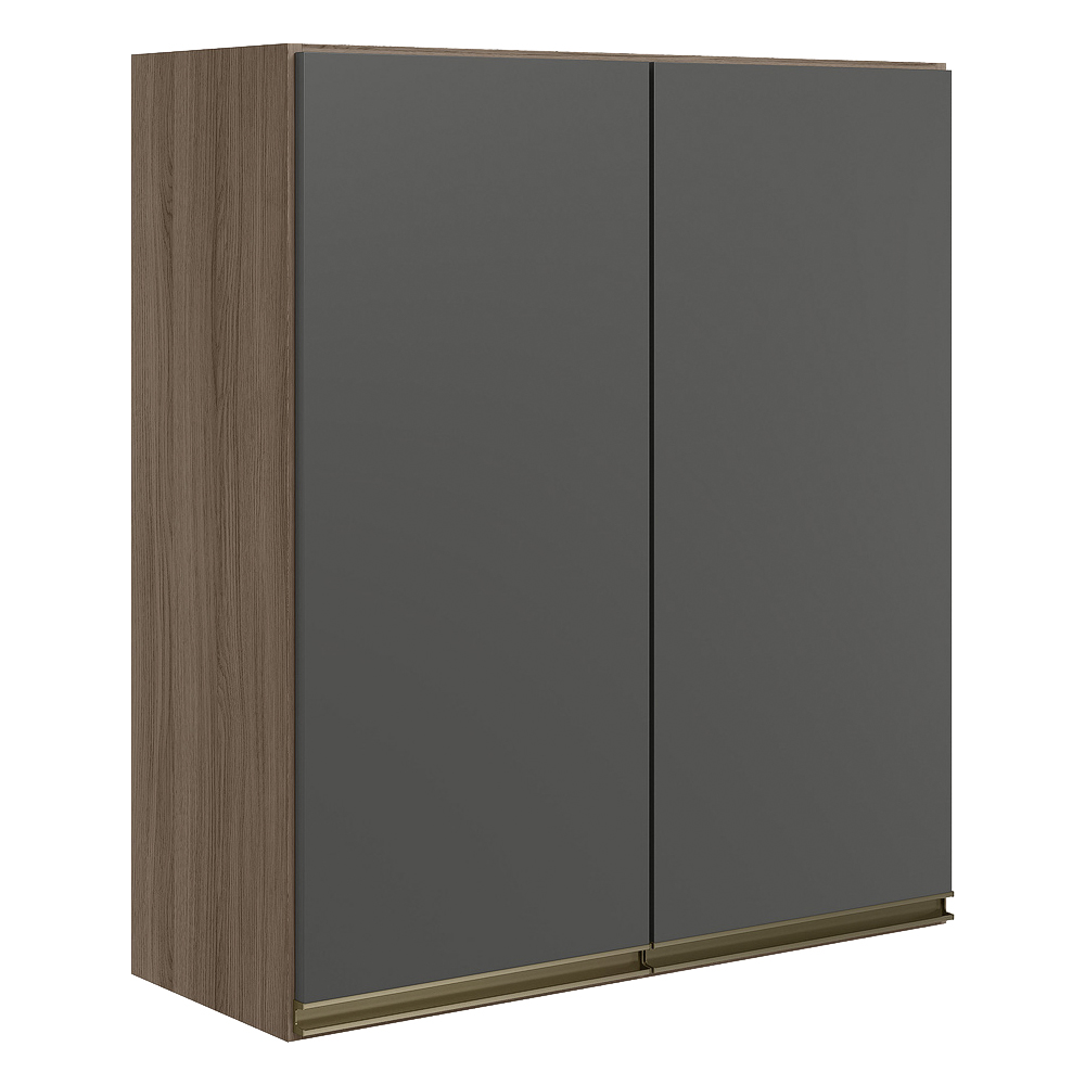 Armario Aereo 2 Portas MDF 60 cm Kali 12205 Carvalho Toq Chumbo Nicioli