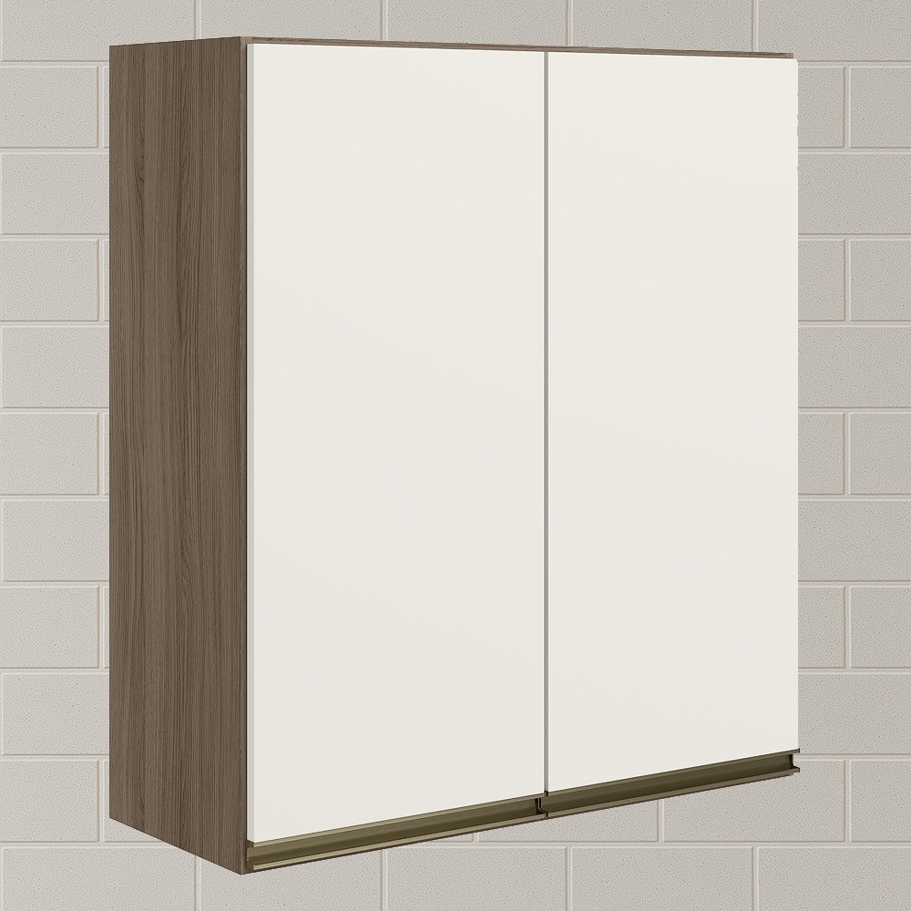 Armario Aereo 2 Portas MDF 60 cm Kali 12205 Carvalho Toq Off White Cetim Nicioli