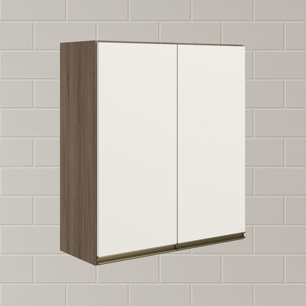 Armario Aereo 2 Portas MDF 60 cm Kali 12205 Carvalho Toq Off White Cetim Nicioli