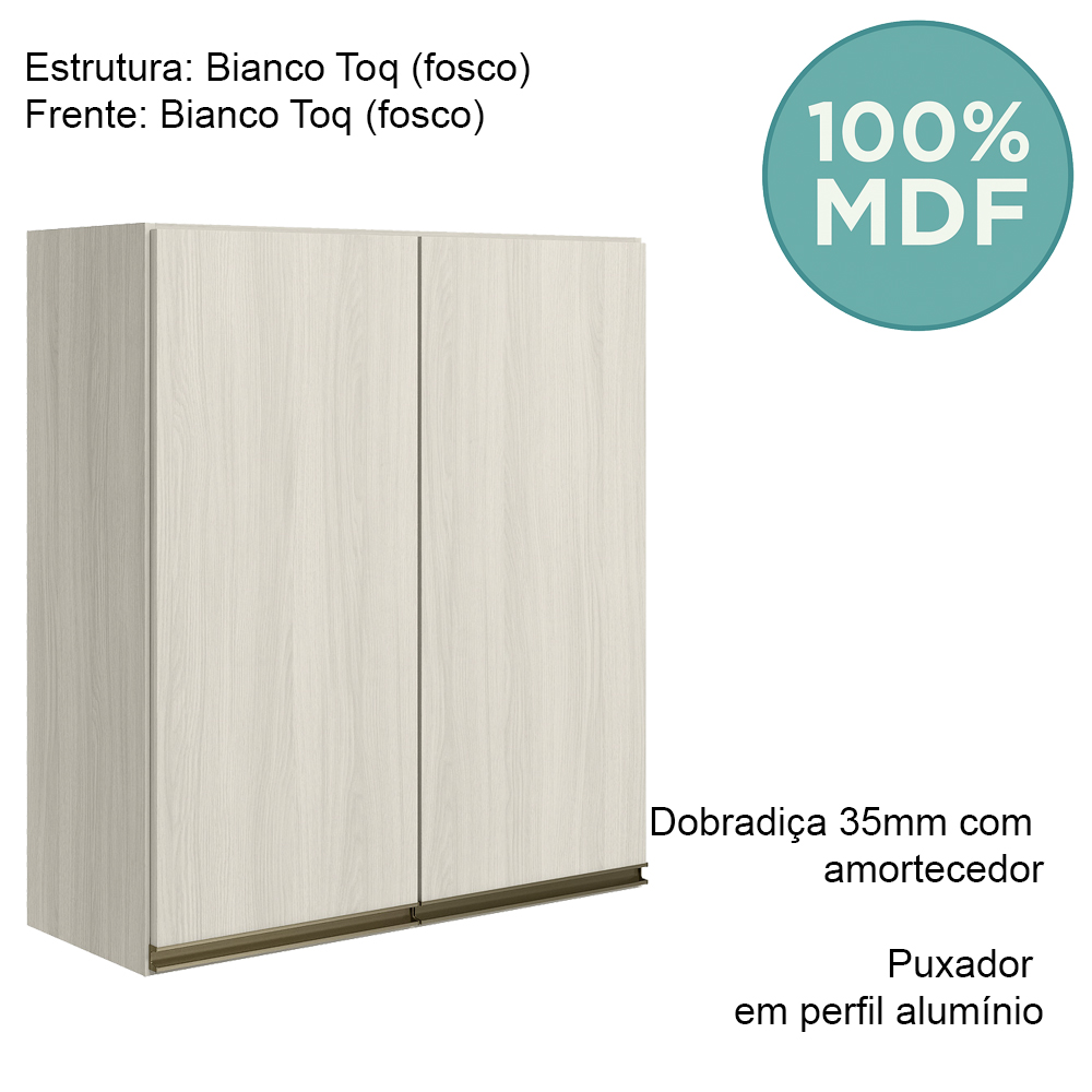 Armario Aereo 2 Portas MDF 70 cm Kali 12208 Bianco Toq Bianco Toq Nicioli