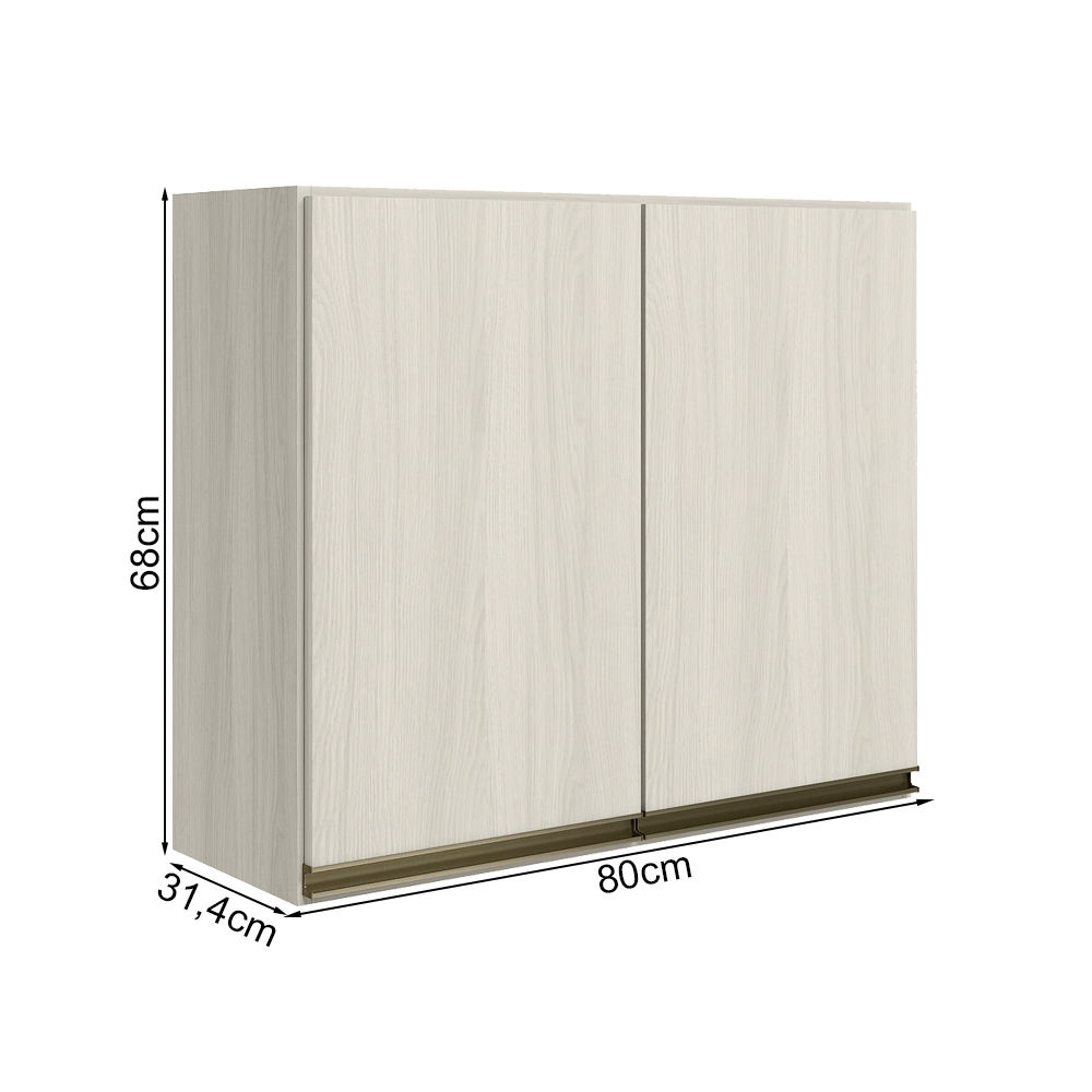 Armario Aereo 2 Portas MDF 80 cm Kali 12211 Bianco Toq Bianco Toq Nicioli