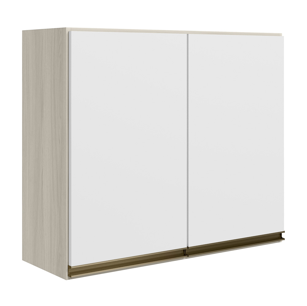 Armario Aereo 2 Portas MDF 80 cm Kali 12211 Bianco Toq Branco Uv Nicioli