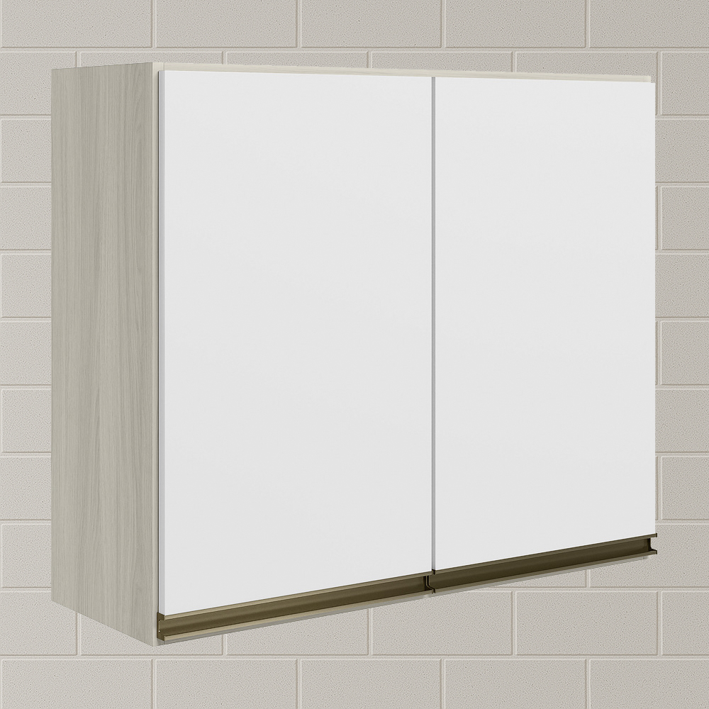 Armario Aereo 2 Portas MDF 80 cm Kali 12211 Bianco Toq Branco Uv Nicioli