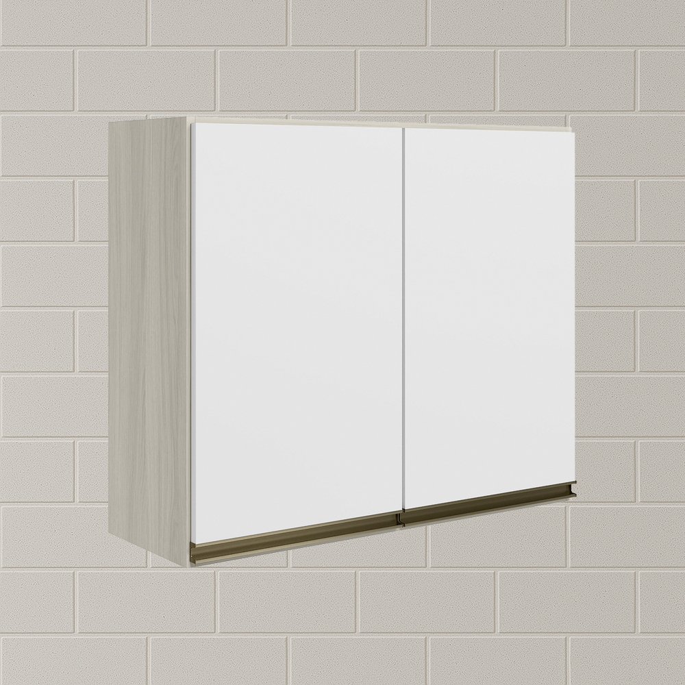 Armario Aereo 2 Portas MDF 80 cm Kali 12211 Bianco Toq Branco Uv Nicioli