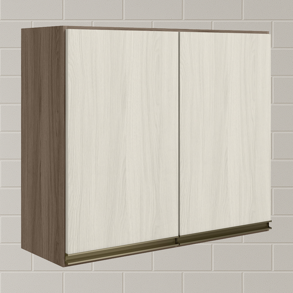 Armario Aereo 2 Portas MDF 80 cm Kali 12211 Carvalho Toq Bianco Toq Nicioli
