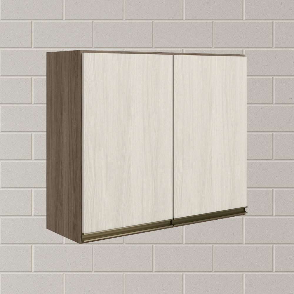 Armario Aereo 2 Portas MDF 80 cm Kali 12211 Carvalho Toq Bianco Toq Nicioli