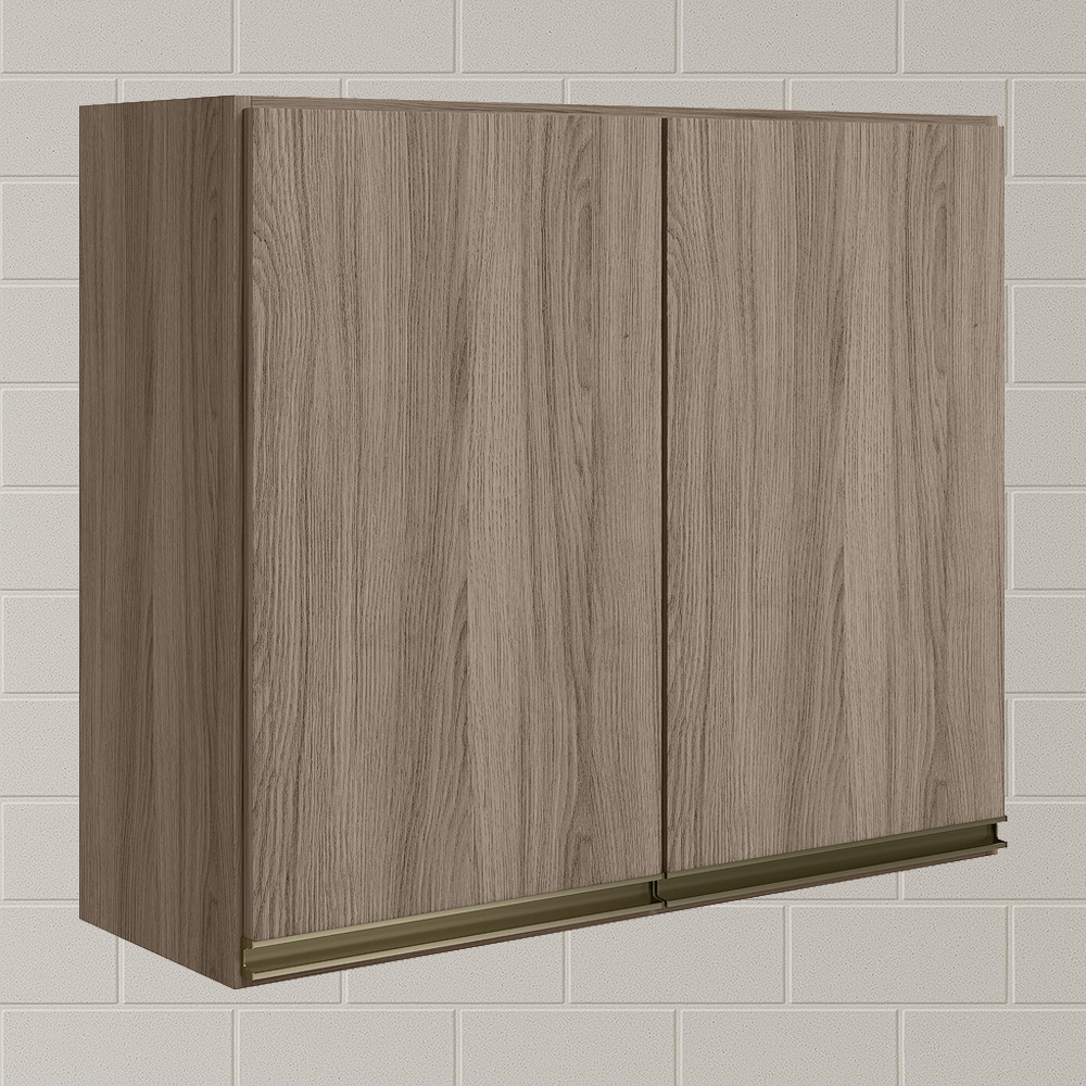 Armario Aereo 2 Portas MDF 80 cm Kali 12211 Carvalho Toq Carvalho Toq Nicioli