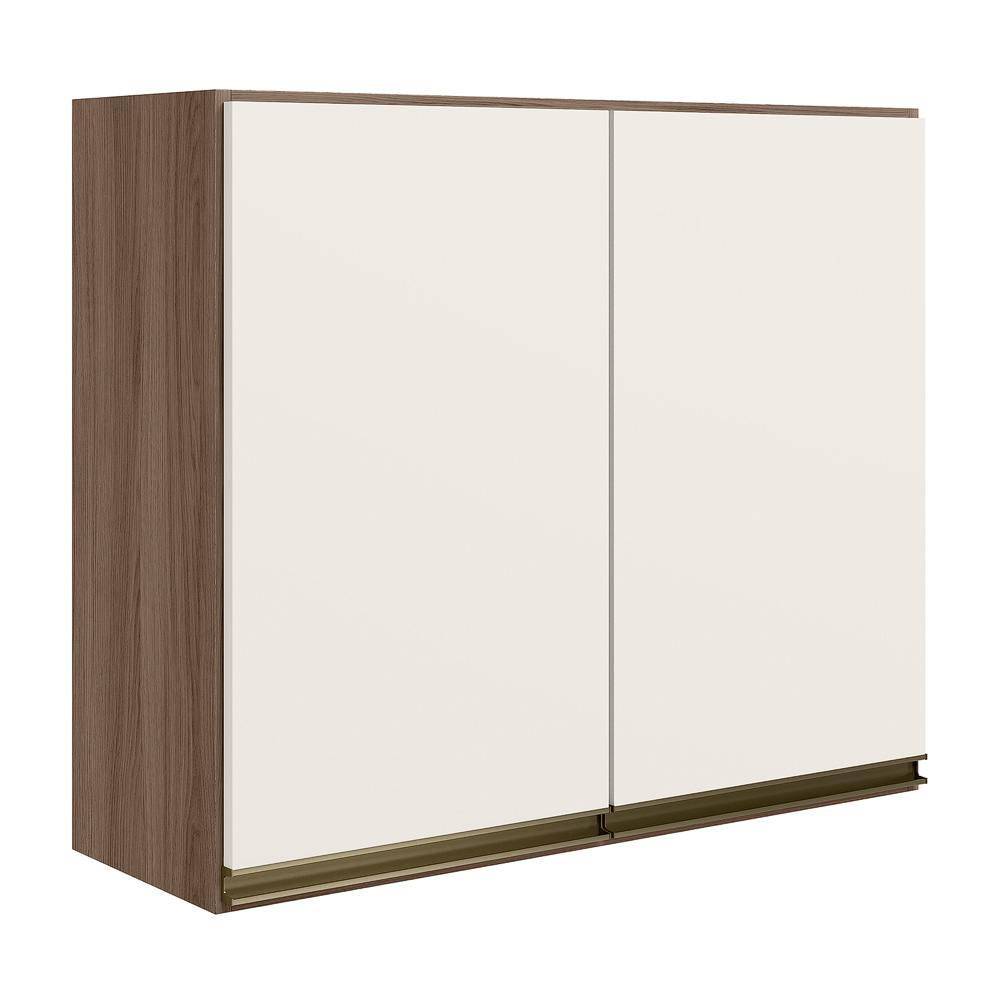 Armario Aereo 2 Portas MDF 80 cm Kali 12211 Carvalho Toq Off White Cetim Nicioli
