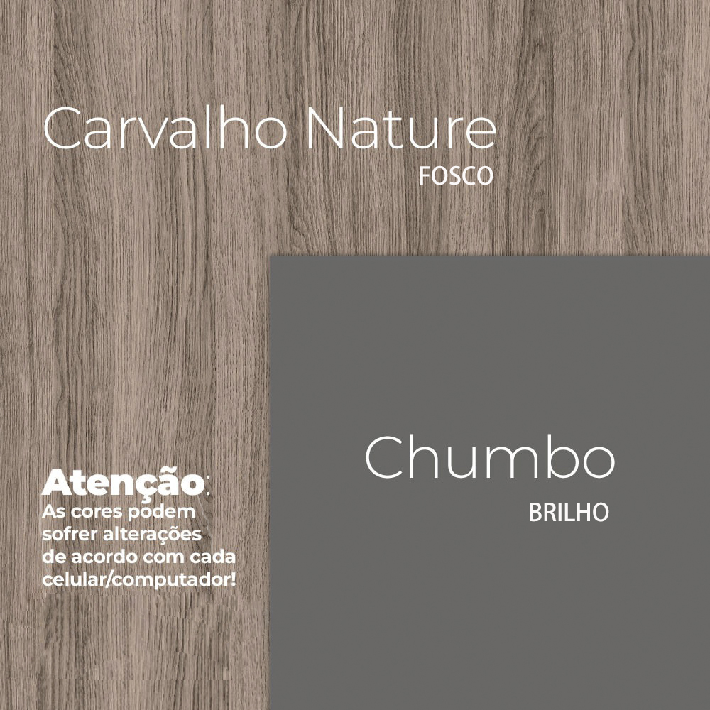 Armario Aereo 3 PT 120 cm 16982 Carvalho Nature Chumbo Nicioli