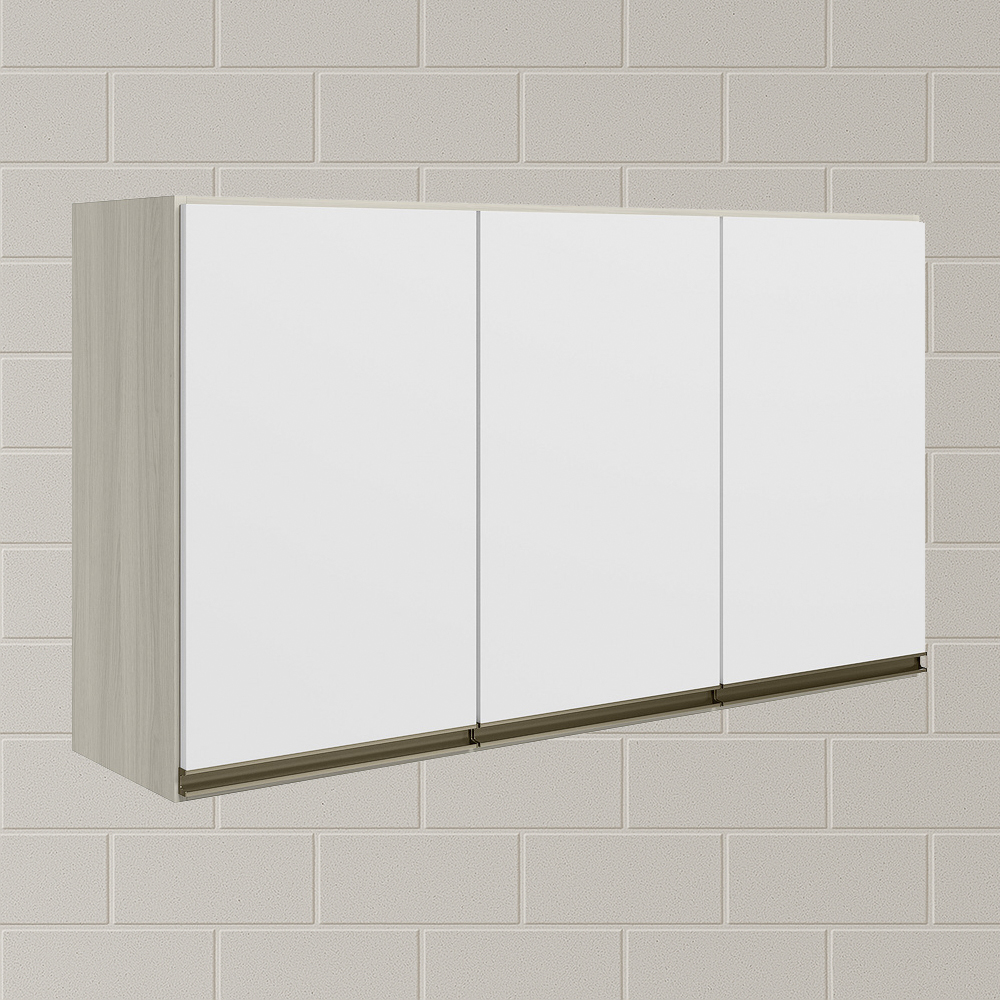 Armario Aereo 3 Portas MDF 120 cm Kali 12197 Bianco Toq Branco Uv Nicioli
