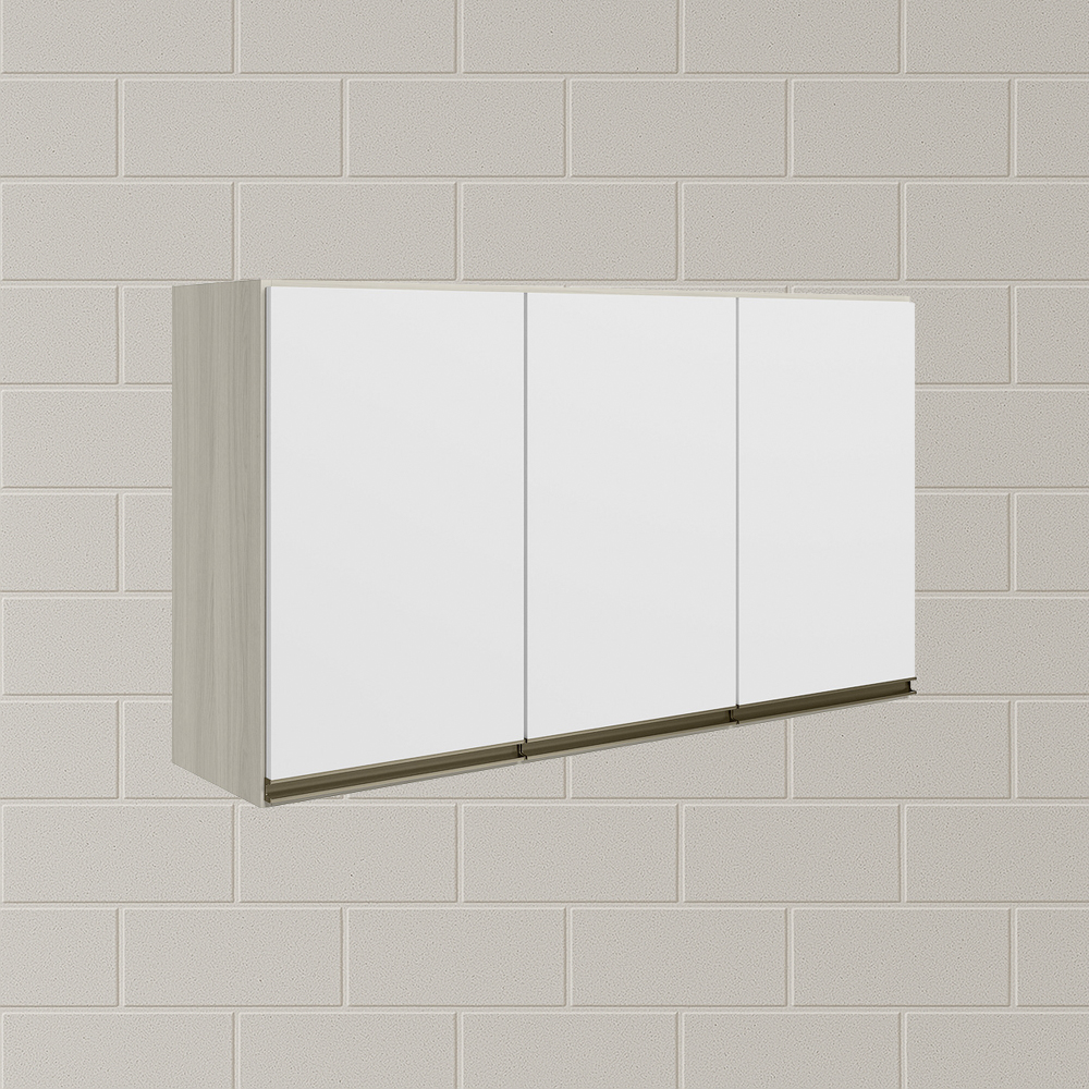 Armario Aereo 3 Portas MDF 120 cm Kali 12197 Bianco Toq Branco Uv Nicioli