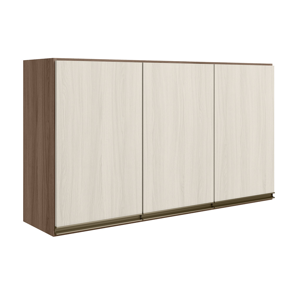 Armario Aereo 3 Portas MDF 120 cm Kali 12197 Carvalho Toq Bianco Toq Nicioli