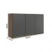 Armario Aereo 3 Portas MDF 120 cm Kali 12197 Carvalho Toq Chumbo Nicioli