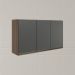 Armario Aereo 3 Portas MDF 120 cm Kali 12197 Carvalho Toq Chumbo Nicioli