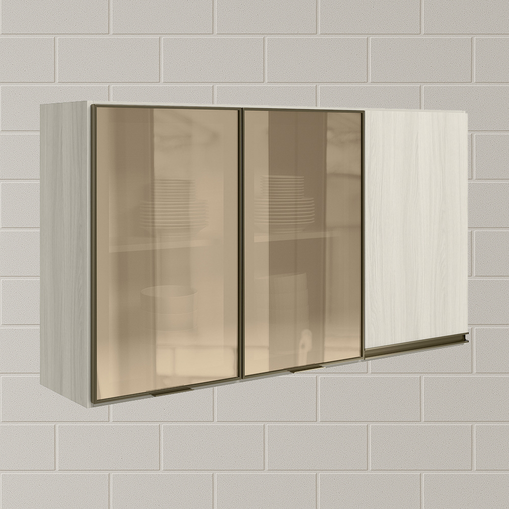 Armario Aereo 3P Vid MDF 120cm Kali 1219764 Bianco Toq Bianco Toq Nicioli