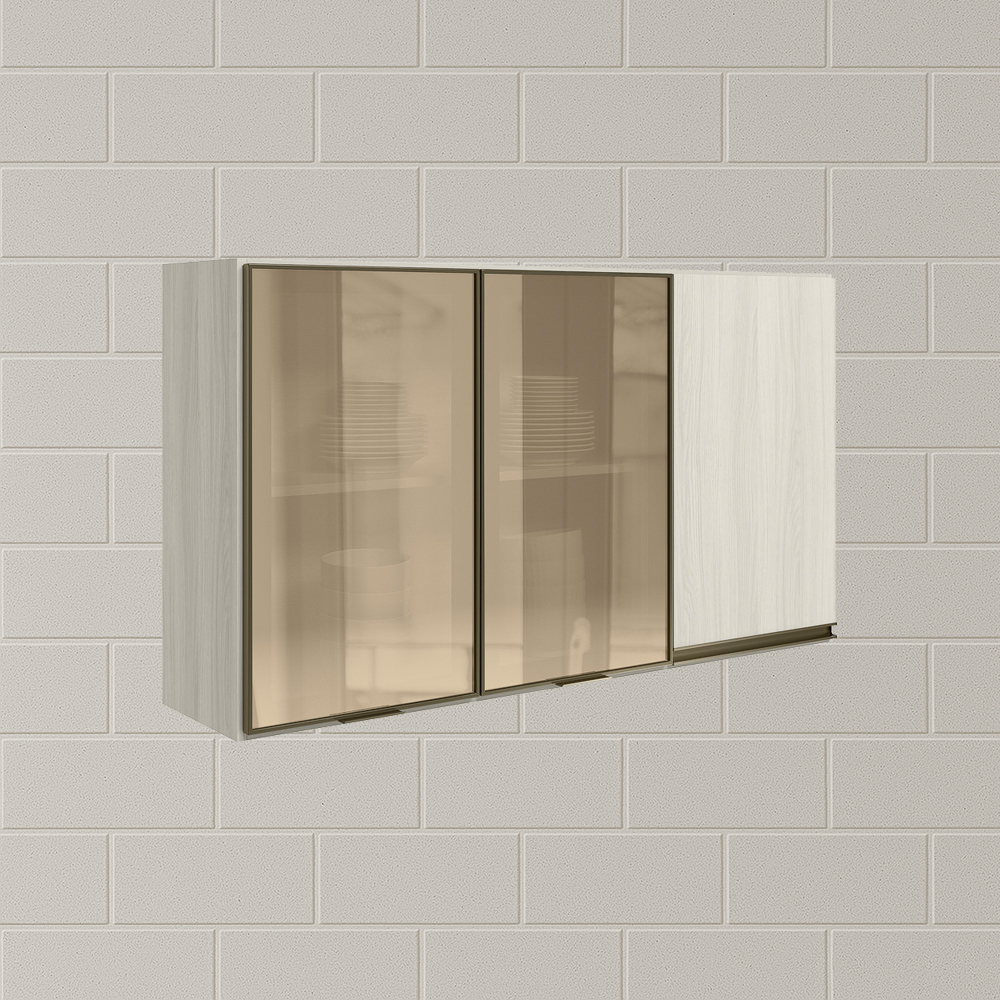 Armario Aereo 3P Vid MDF 120cm Kali 1219764 Bianco Toq Bianco Toq Nicioli