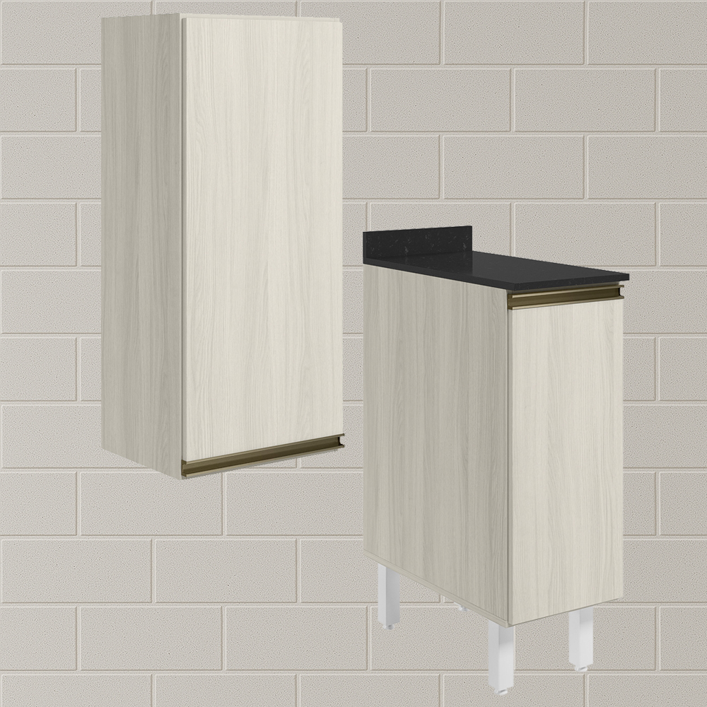 Armario Aereo Balcao 1 Porta 30cm MDF Kali Bianco Toq Bianco Toq Nicioli