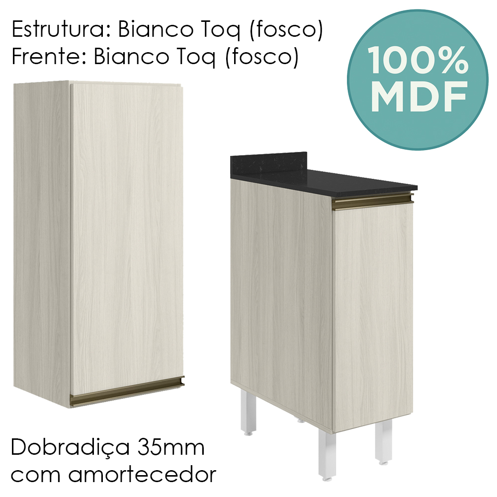 Armario Aereo Balcao 1 Porta 30cm MDF Kali Bianco Toq Bianco Toq Nicioli