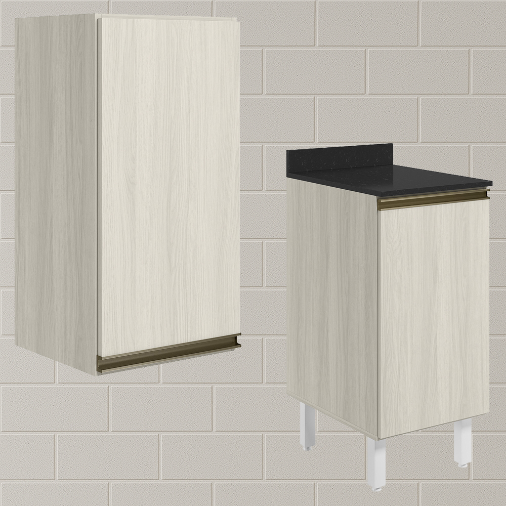 Armario Aereo Balcao 1 Porta 40cm MDF Kali Bianco Toq Bianco Toq Nicioli