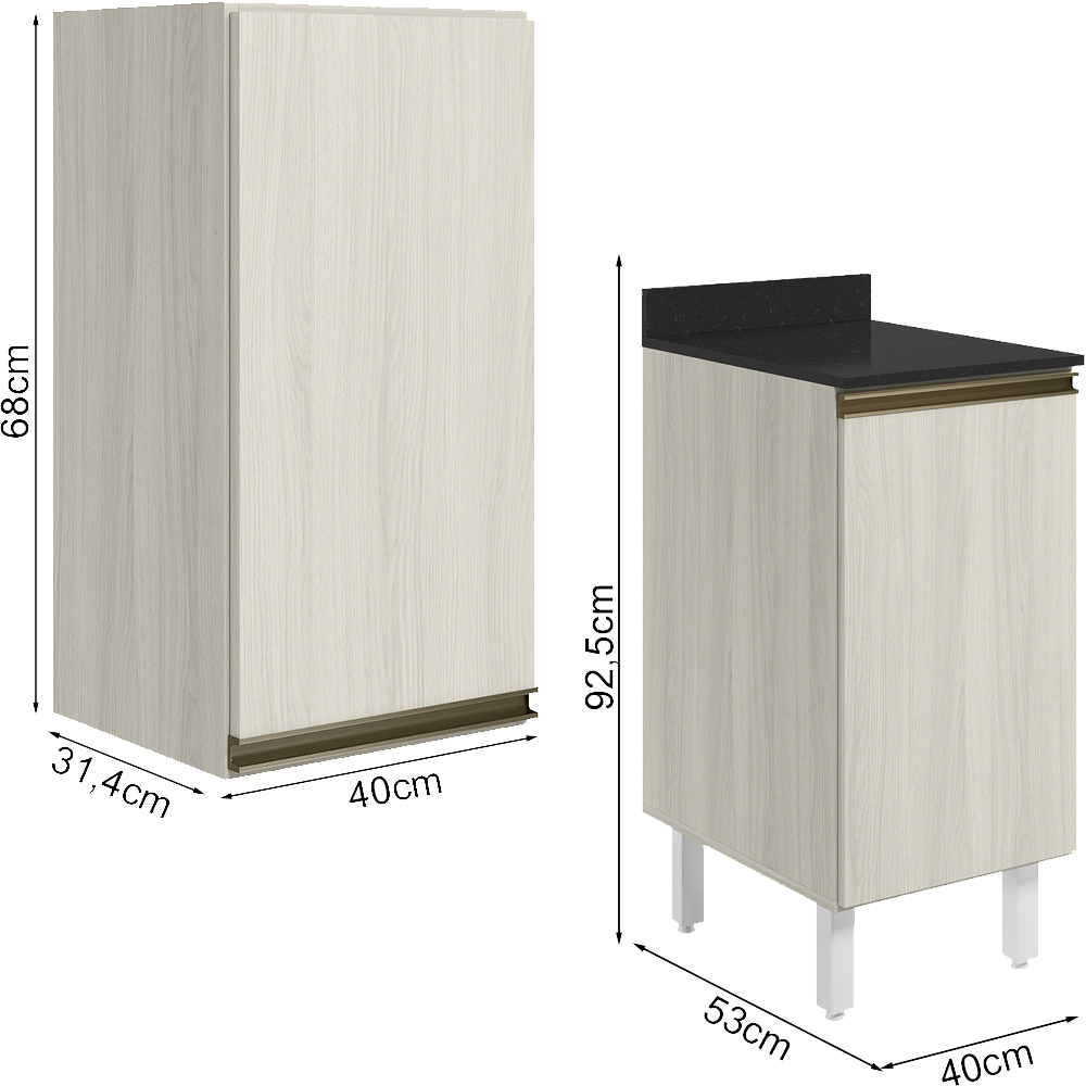 Armario Aereo Balcao 1 Porta 40cm MDF Kali Bianco Toq Bianco Toq Nicioli