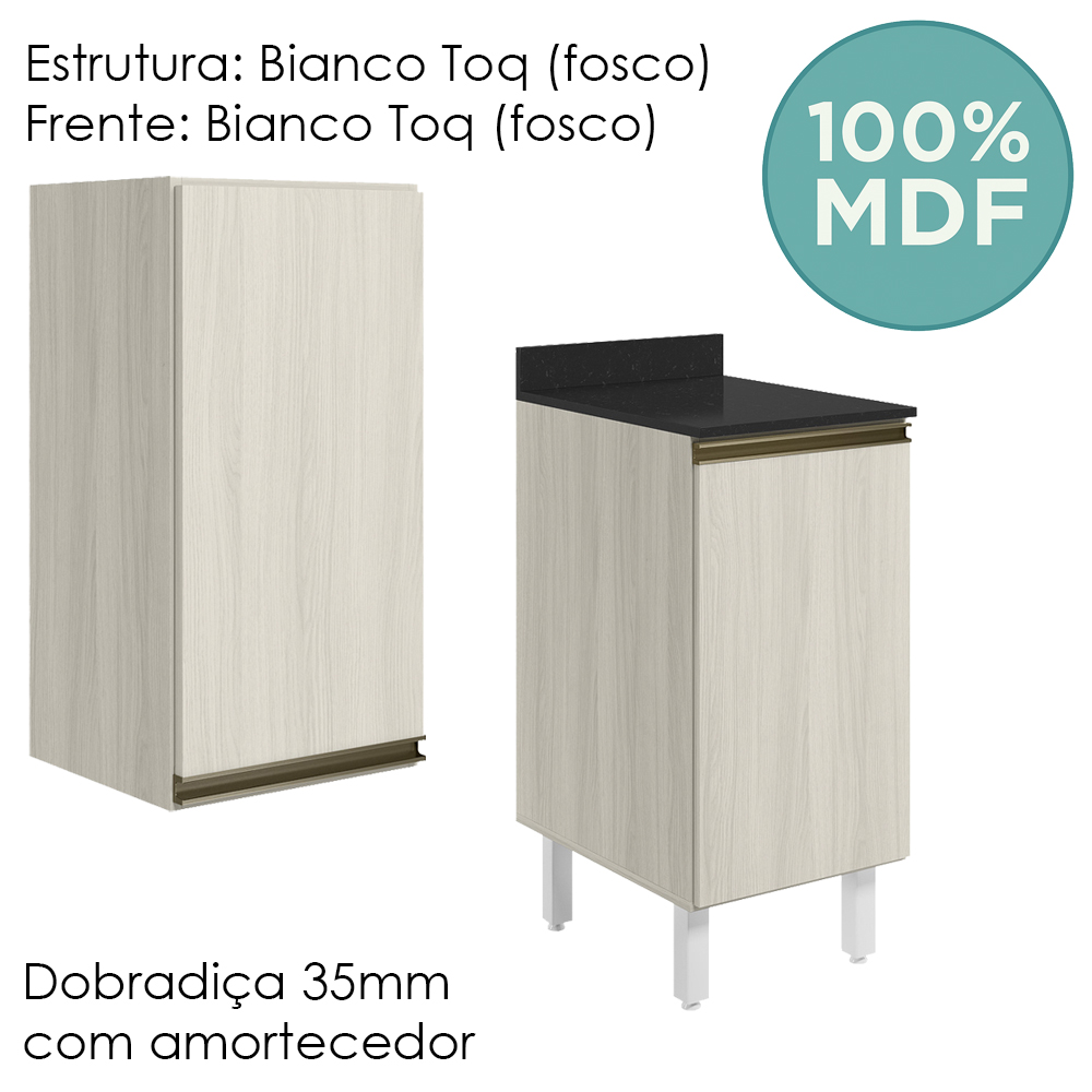 Armario Aereo Balcao 1 Porta 40cm MDF Kali Bianco Toq Bianco Toq Nicioli