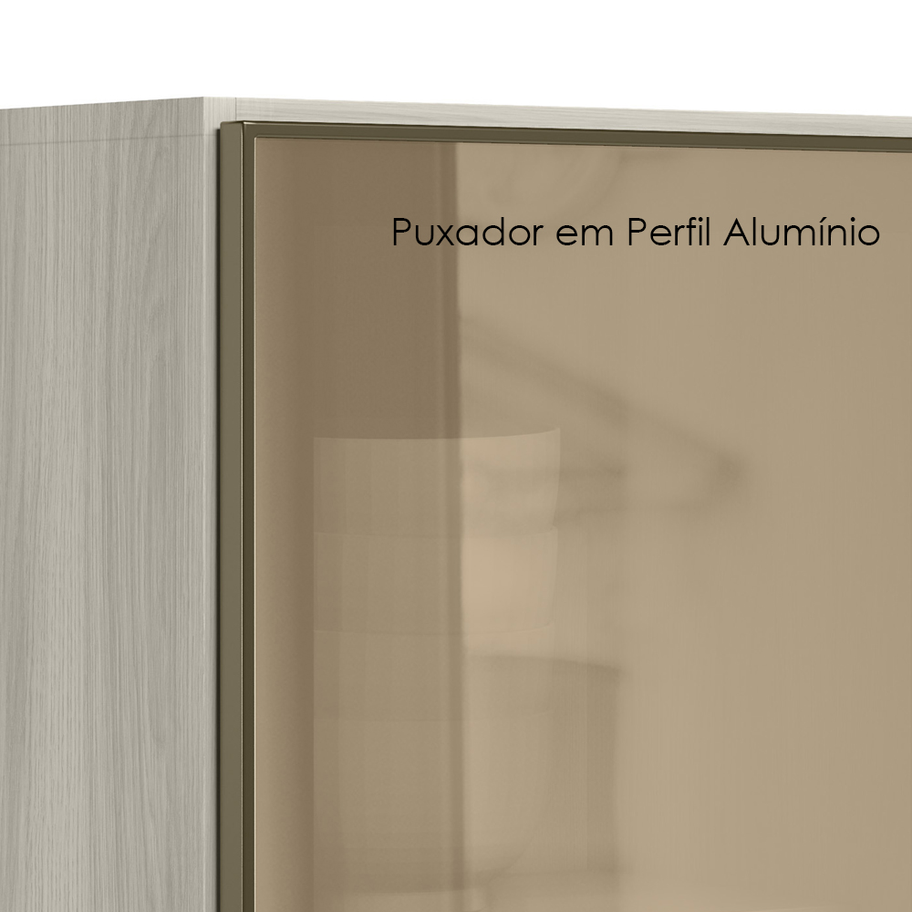 Armario Aereo Balcao 1P Vidro 40cm MDF Kali Bianco Toq Bianco Toq Nicioli