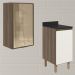 Armario Aereo Balcao 1P Vidro 40cm MDF Kali Carvalho Toq Off White Cetim Nicioli