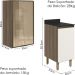 Armario Aereo Balcao 1P Vidro 40cm MDF Kali Carvalho Toq Off White Cetim Nicioli