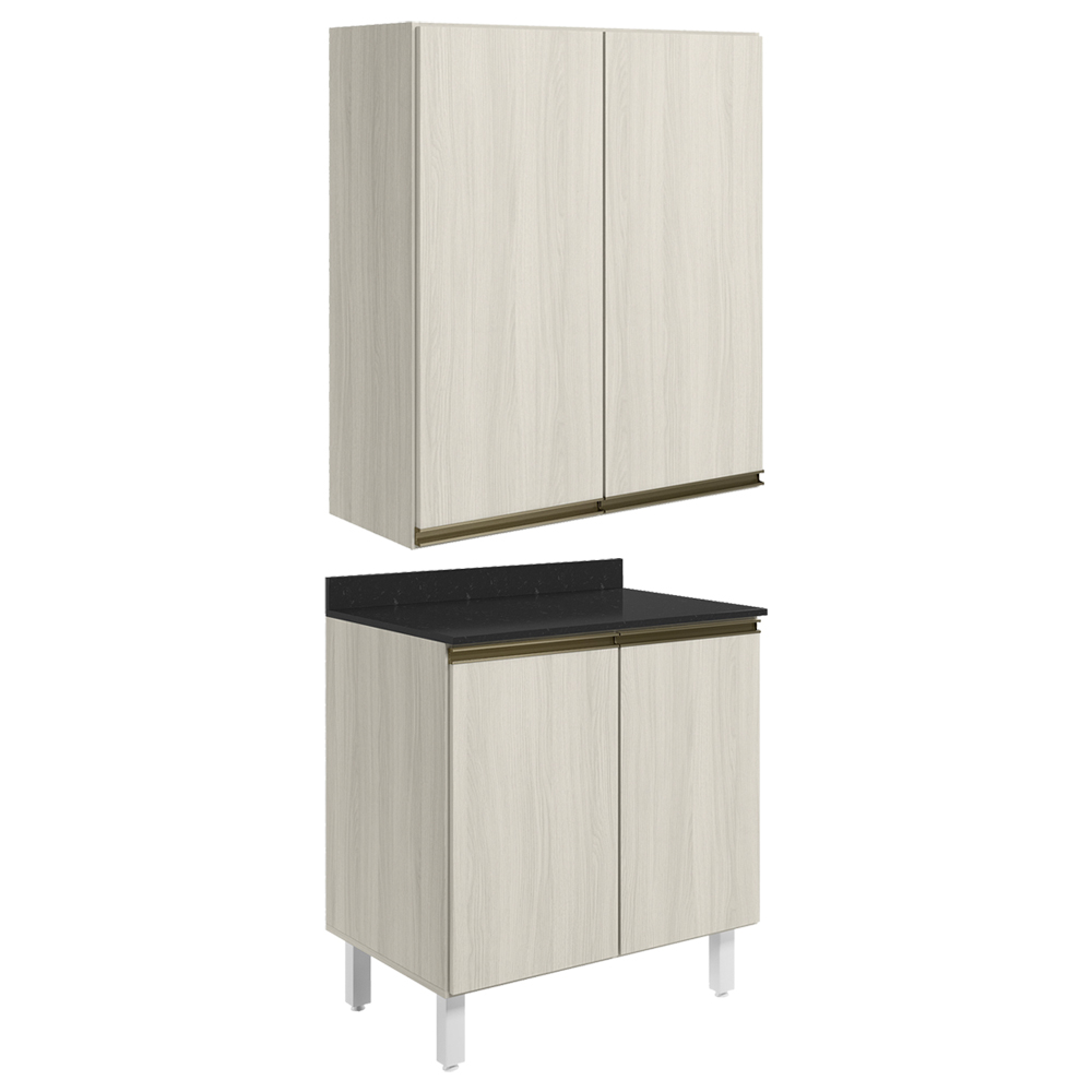 Armario Aereo Balcao 2 Portas 60cm MDF Kali Bianco Toq Bianco Toq Nicioli