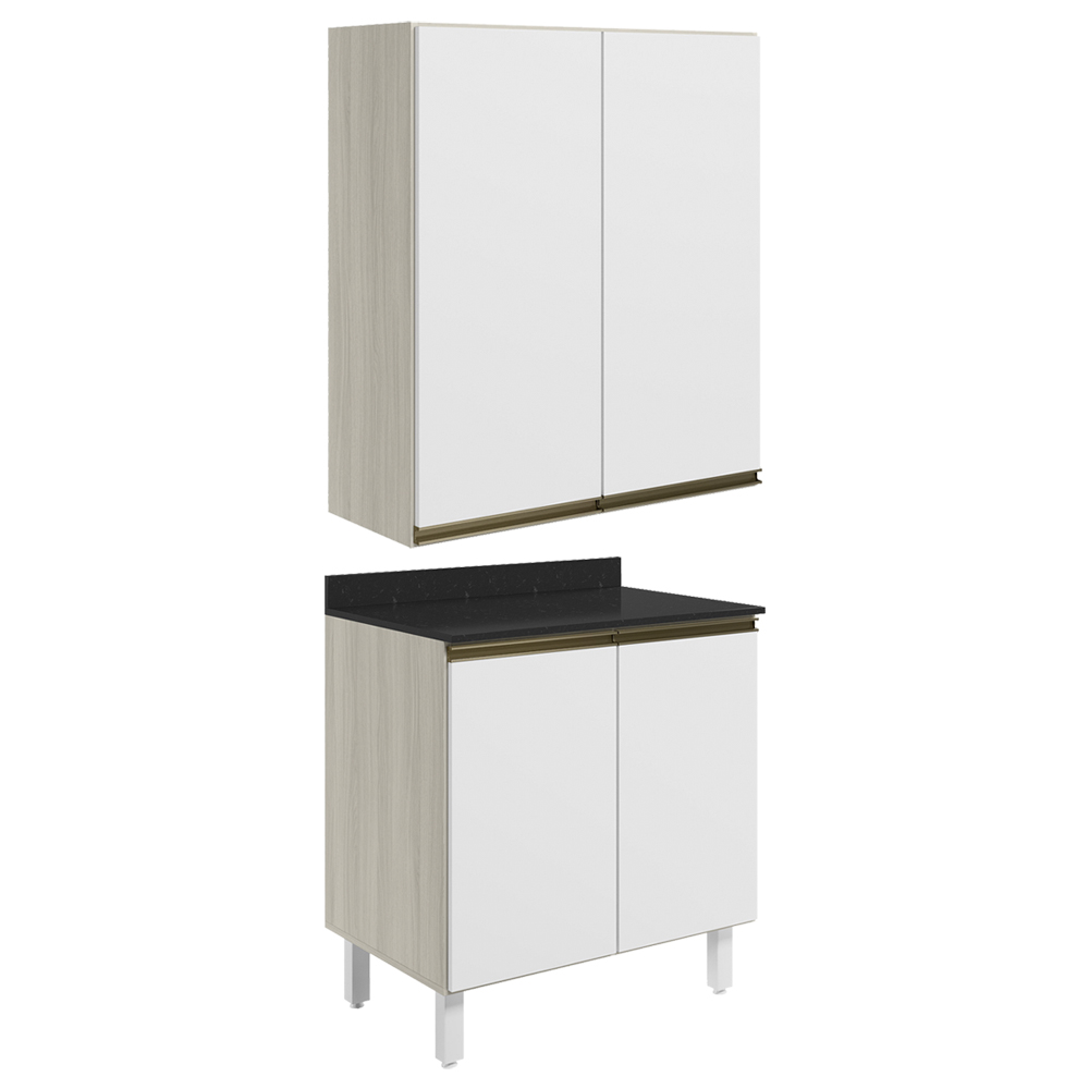 Armario Aereo Balcao 2 Portas 60cm MDF Kali Bianco Toq Branco Uv Nicioli